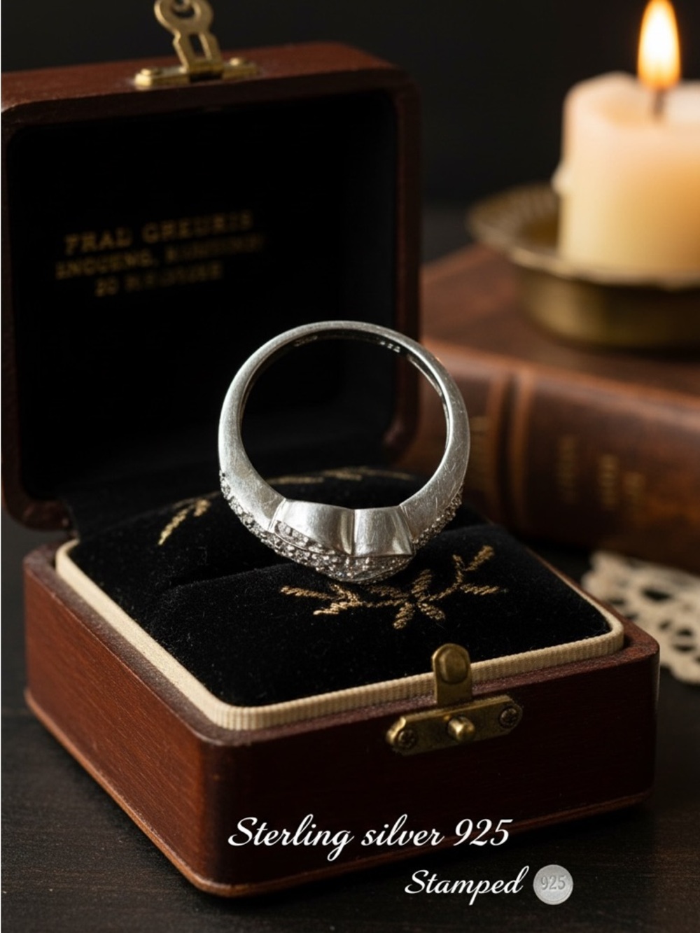 Signed 925 Sterling silver ring size 7 W: 6.85 G - Picture 5 of 6